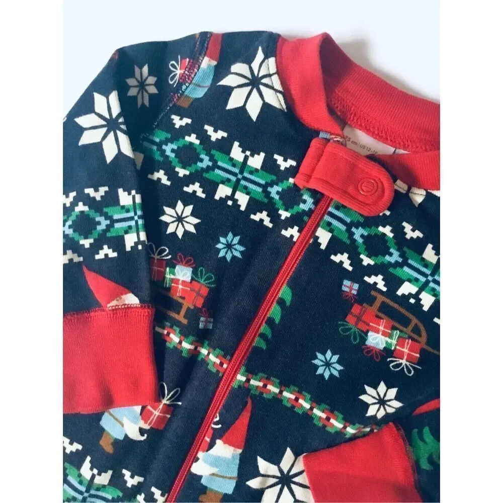 Hanna Andersson Infant Baby 3-6 Mos (60) Holiday Gnome 1-Piece Sleeper BUY 2 GET